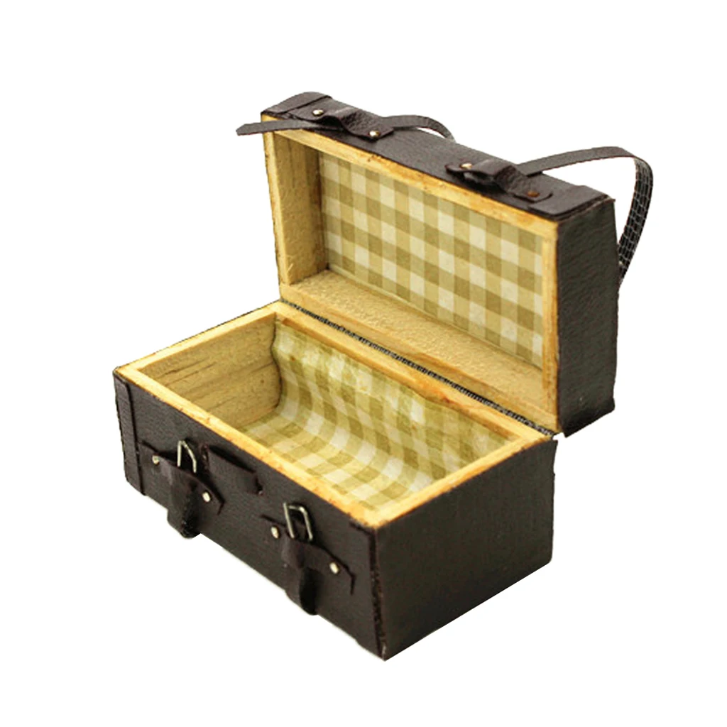 Antique 1/12 1/6 Scale Doll House Suitcase for BJD Room Living Scene Model