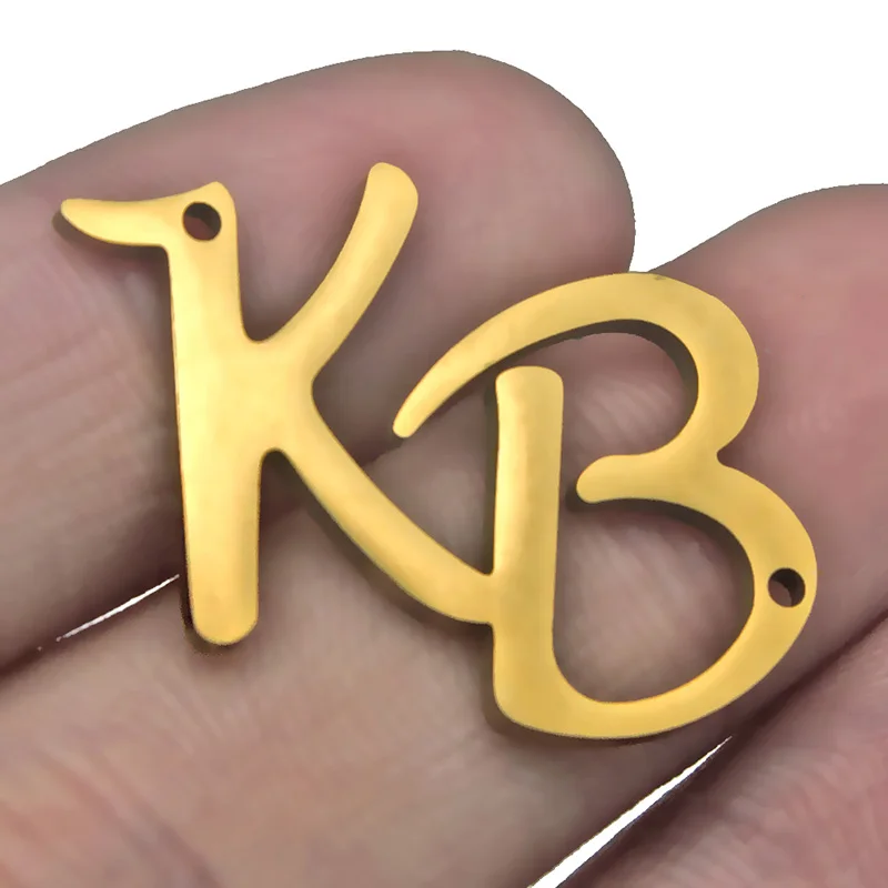 5 шт. подвеска с алфавитом из нержавеющей стали Золотая буква KB 8/24 Коби Шарм