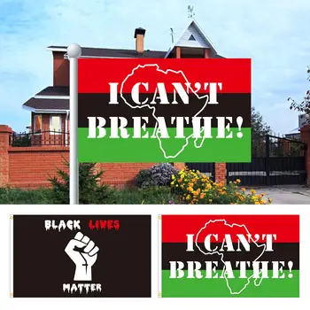 

150x90CM Black Lives Matter Word Pattern Flag Supplies Outdoor Banner Garden House Home Decor I Can't Breathe Flag