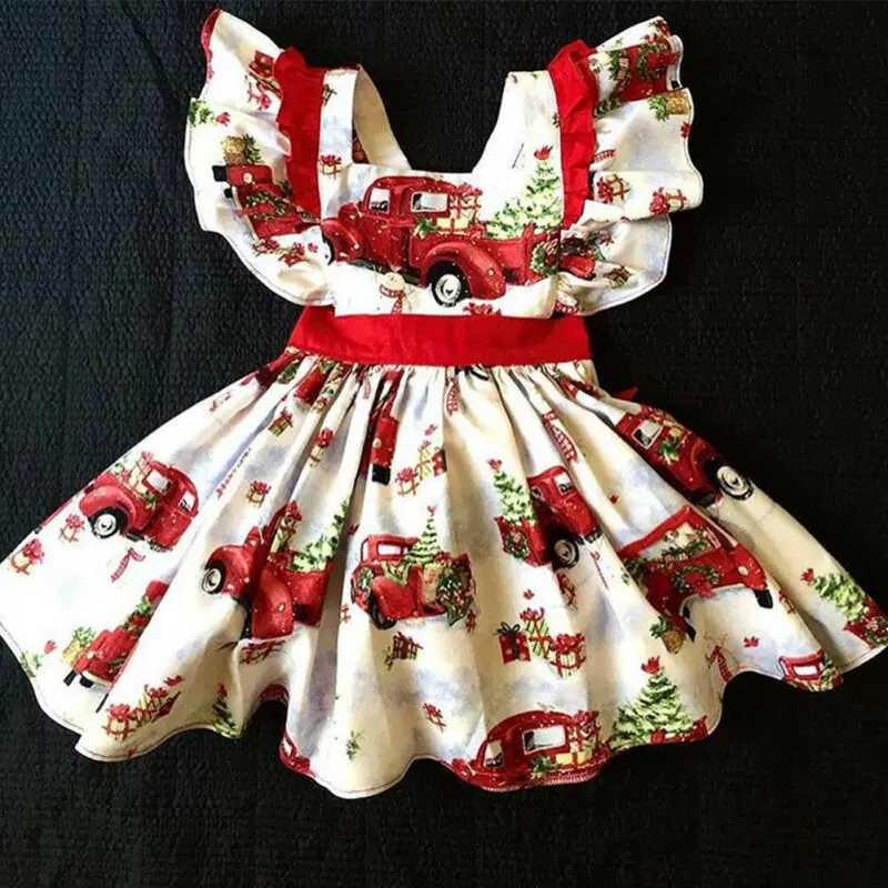 Рождественское Пышное Платье-пачка с бантом для маленьких девочек одежда принцессы на Рождество