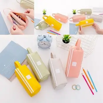 

Oxford Cloth Pure Color Stationery Storage Organizer Makeup Pouch Pencil Bag Durable Protection Furl School Brief Cute Students