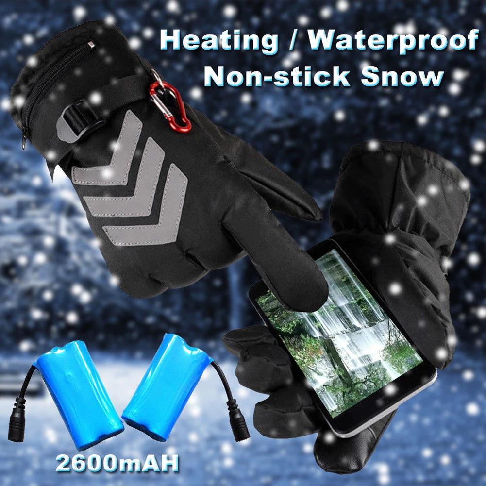 Электрический зимний мотоцикл для пеших прогулок на батарейках теплые тепловые мягкие светоотражающие уличные водонепроницаемые лыжные походные перчатки с подогревом