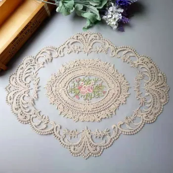 

2 pcs Embroidered Flower Mesh Lace Applique Trims for Covers Curtain Home Textiles Sewing Strip Ribbon Lace Fabric 29*37 cm