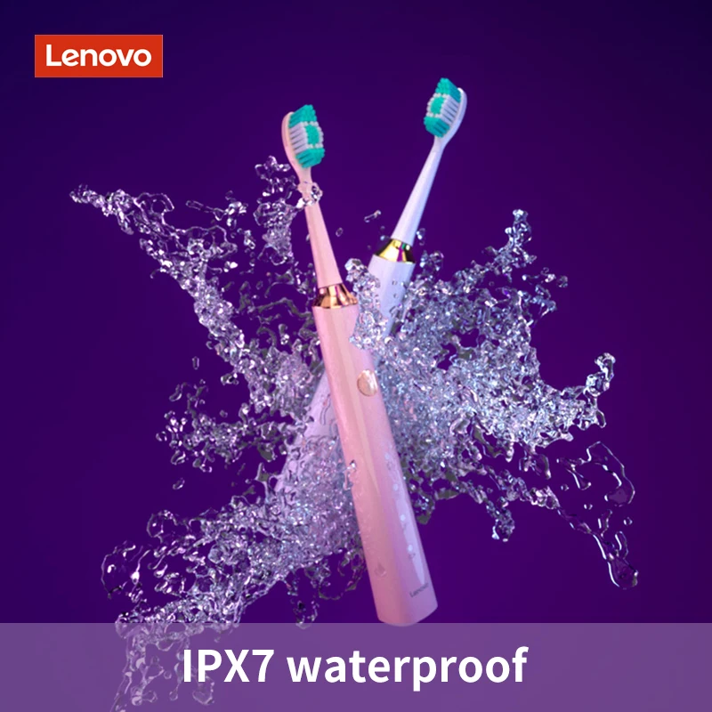 

Lenovo Sonic Electric Toothbrush 3 Modes Adult Timer Brush Rechargeable tooth brushes with Replacement Heads USB Charger Set