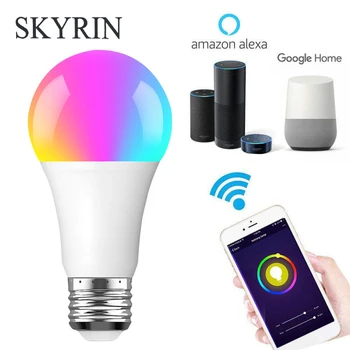 

SKYRIN smart control led bulb E27 B22 RGB white warm white 85-265V led spotlight wifi or bluetooth 4.0 app remote control