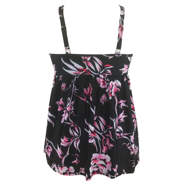 

19 Years Europe And America New Style Printed Big Skirt WOMEN'S Swimsuit Plus-sized Large Size Split Type Bikini Triangle Beachw