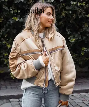 

New Spring Vintage Embroidery Basic Cotton Jacket Coat Autumn 2020 Street Satin Bomber Jacket Women Reversible Baseball Jackets