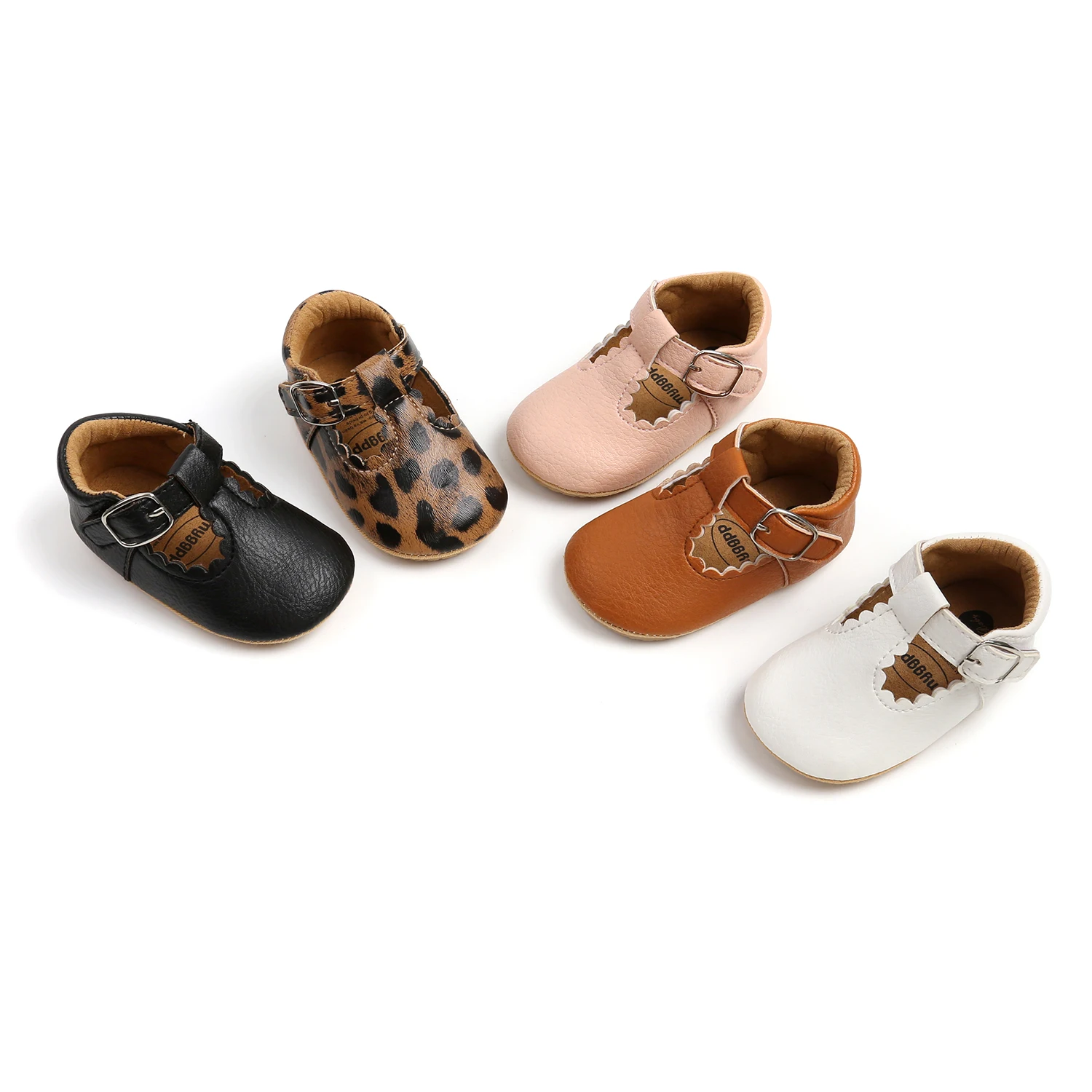 FOCUSNORM Infants Baby Girl Boys Leather Shoes Walking Anti-Slip Hollow-out Ruffle Hem Solid/Leopard Crib Shoes 0-18M