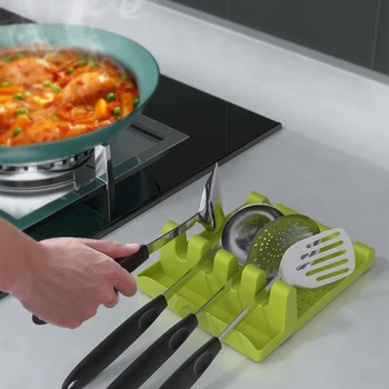

Spatula Ladle Shelf Spoon Rest Pot Lid Holder Rack Cover Strainer Pad Kitchen Multifunction Spatula Stand Containers Tool