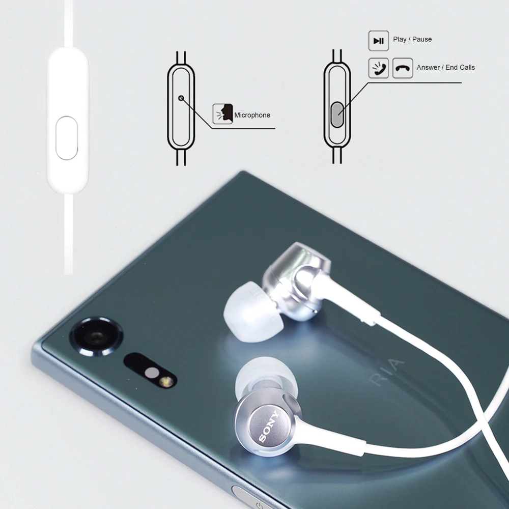 100 Original SONY MDR EX255AP Headphones 3 5mm Wired Earbuds Music Earphone Smart Phone Headset Hands free with Mic In Ear Contr