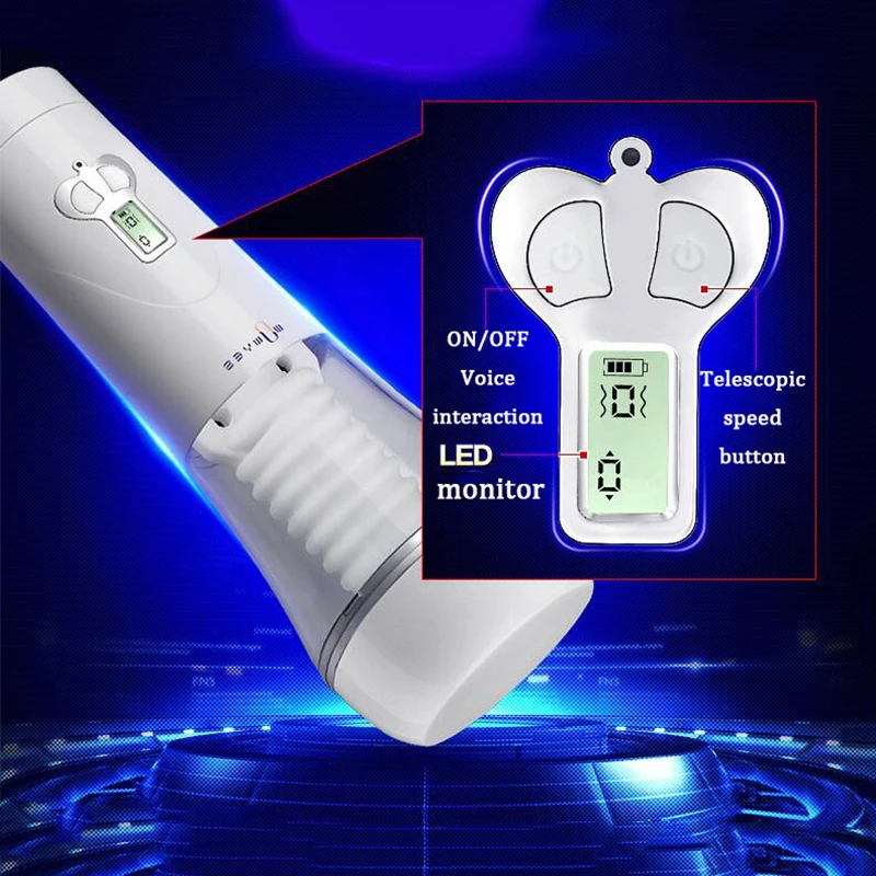  Intelligent LED Digital Display Male Masturbator Automatic Telescopic Sucking Voice Interaction Sex - 4000148221510