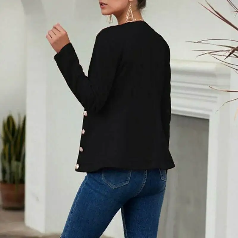 lower price  Hot New Casual Double Jacket Women Fall-Winter Jacket Long Sleeve Double Breasted Decorate Clothes 