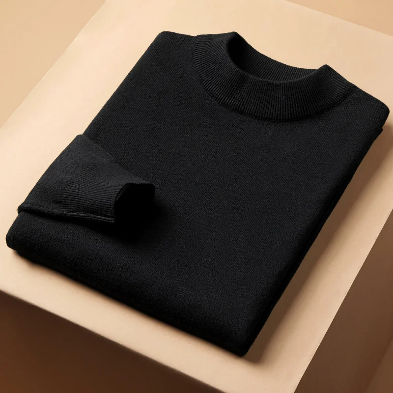 designer sweaters for men KUEGOU clothing  Solid color Men‘s sweater Semi-high Collar stretch fashion warm sweaters turtleneck top plus size YYZ-2208 gray sweater Sweaters