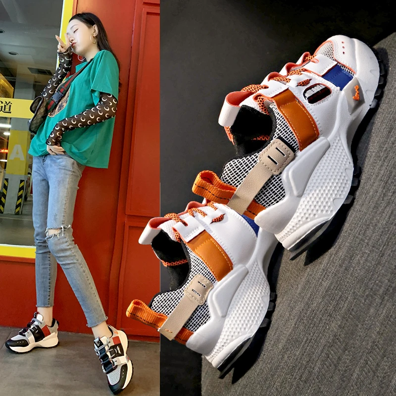 

Spring 2020 fashion women's shoes fashion casual shoes sneakers thick bottom platform and comfortable running shoes breathable