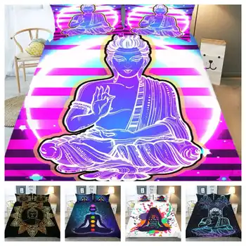 

Hot Style Bedding Set 3d Digital Buddhism Printing 2/3pcs Duvet Cover & Pillowcases Set with Zipper Closure UK/AU/US Size