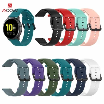

AOOW 20mm Straps for Samsung Galaxy Active 2 R830 R820 R500 Spor Black Buckle Bracelet Watchband for Galaxy Watch 42mm Gear S2