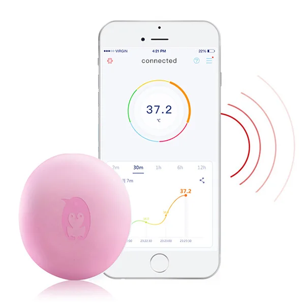 Light Pink Умный монитор температуры тела младенца соматосенсорный термометр сигнализация Кольцо двухсторонняя лента Термометры для проверки безопасности - Color: Light Pink