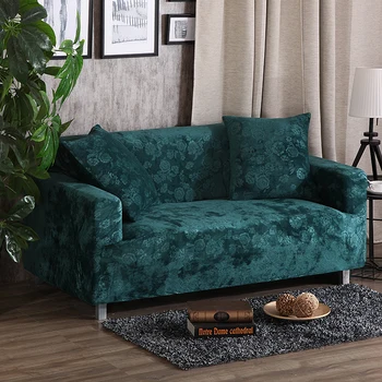 

Velvet Embossing Floral Stretch Sofa Cover for Living Room Universal Sectional Couch Slipcover Elastic Sofa Cover 1/2/3/4 Seater