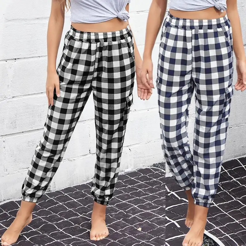 Trousers Women's New Plaid Casual Pants Women's Summer Loose Drape Straight Wild Wild Foot Pencil Pants 2020 New