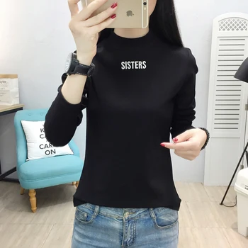 

T Shirt Women Korean Fashion Cotton Women's T Shirt Plus Velvet Slim T-shirt Winter 2019 Blusa