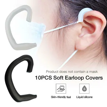 

10PCS Soft Silicone Ear Hook Loop Clip For Mask Hook Ear Protection Hook Soft Silicone Protection Noose Lanyard Ear Protector