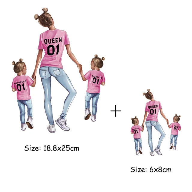 DIY Heat Transfer Patches Mom Girl Boy Printing Patches On Clothes Super Mom Dad Queen Stickers On T-shirt Dresses Jeans DZ618M