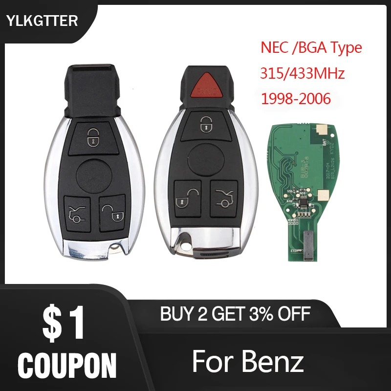 

YLKGTTER 315/433MHz Remote Smart Keyless Entry Key for Mercedes Benz S-CLASS S280 S320 S350 S400 S430 S500 S600 S55 S65 CDI