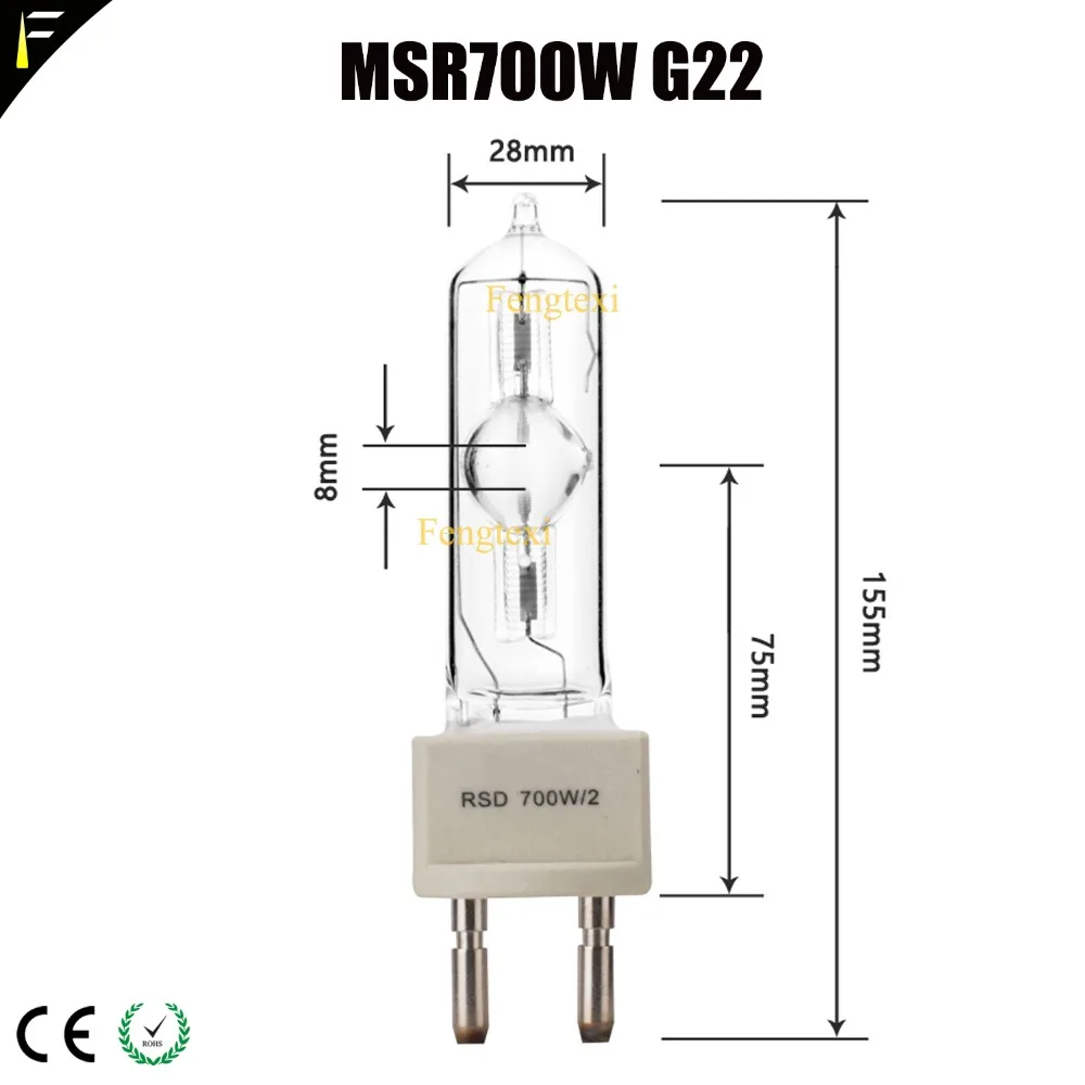 RSD700w Металлогалогенная лампа HSR700/60 MSR700/2 G22 сценическая движущаяся лампочка для налобного фонаря колба волшебника лампа Dj диско источник света