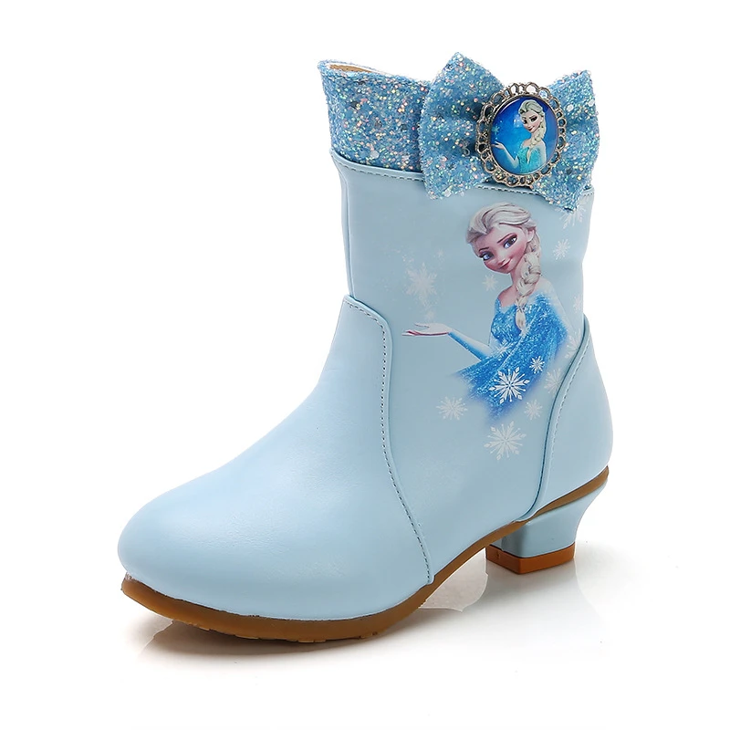 Disney girl Botas de princesa de alto para niña, botines de Frozen para otoño e invierno, zapatos de tubo medio, botas de moda occidental|Botas| - AliExpress