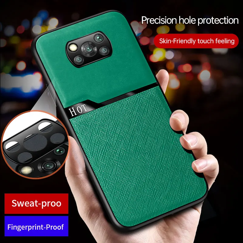 

KEYSION Fashion Phone Case for Xiaomi POCO X3 NFC Splicing PU Leather Back Cover for POCO X3 NFC POCO F2 Pro