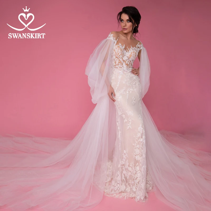 Женское свадебное платье-Русалка со шлейфом с открытой спиной | Свадьбы и