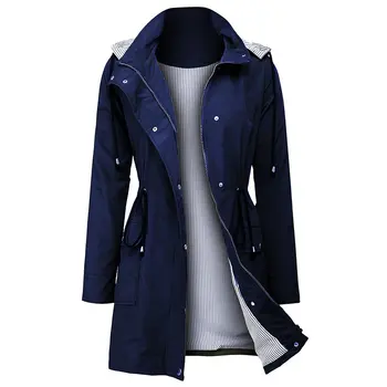 

Winter Women Jackets Rain Hooded Jacket Coat To Tighten The Waist Zipper Outdoor Women Jacket Coat For Women