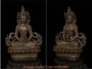 

China Tibet Amitayus Buddha Bronze Statue ##