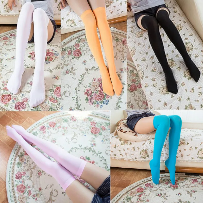 

Solid Color Over Knee Stockings Women Ladies Girl Extra Long Boot Stockings School Style Thin Stocking Women Clothing