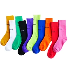 Модные флуоресцентные женские носки с ворсом; женские носки без пятки; Ins Tide; уличные хлопковые носки; Милые Спортивные Носки ярких цветов с героями мультфильмов