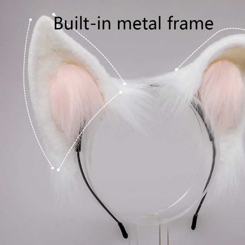 Faux Fur Ears Plush Headbands Women Lovely Animal Ears Hair Hoop Female Girls Hairband Holiday Party Cosplay Costume Headpiece