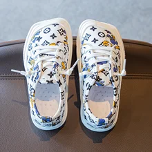

Children Canvas Shoes Fashion Kids Casual Shoes Autumn Baby Boys Girls Soft Leopard Flat Breathable Sports Sneakers 3-12 Years
