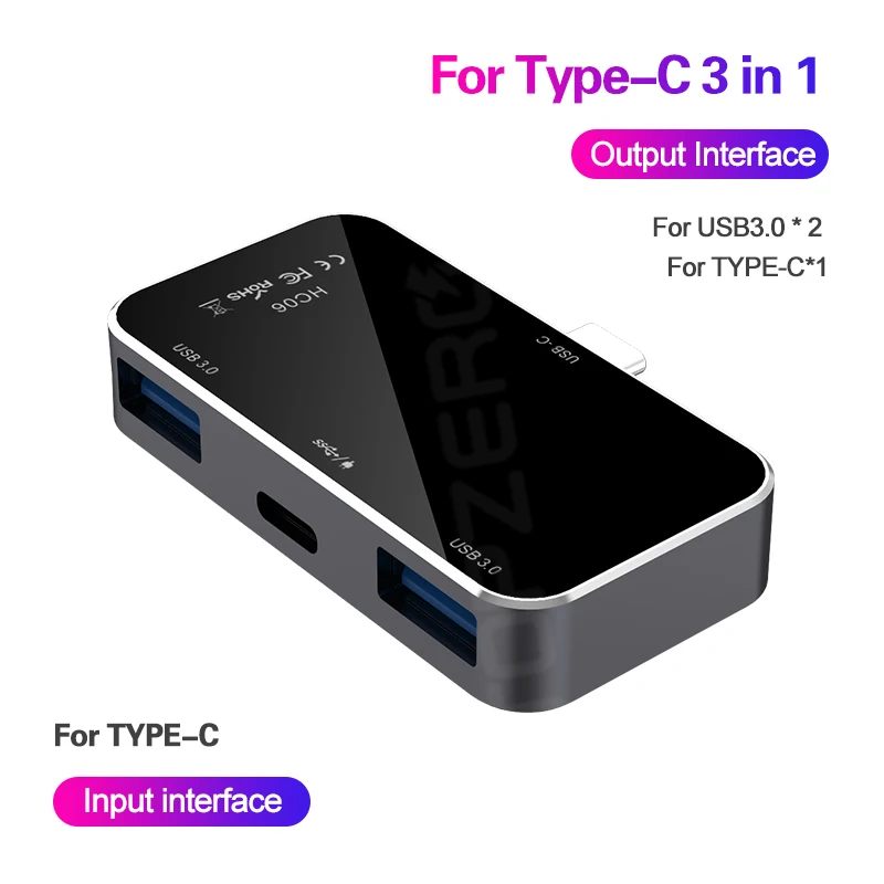 3 in 1 USB3.0 type C концентратор Мульти USB 3,0 HDMI VGA SD/TF кардридер адаптер док-станция для ноутбуков Аксессуары разветвитель порт USB 3,0 type C концентратор - Цвет: 3 in 1