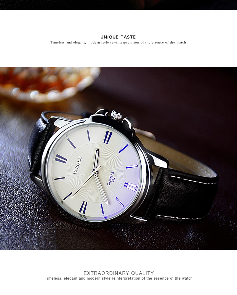 Горячая YAZOLE, мужские часы, Лидирующий бренд, роскошные часы с синим стеклом, мужские часы, водонепроницаемые, кожа, римские мужские часы, мужские часы, relojes saat