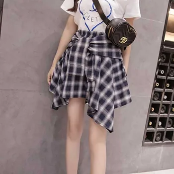 

NiceMix 2020 spring new Korean version of high waist student chic skirt irregular plaid shirt want young ladies and Dancing we