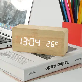 

Smart Musical Digital LED Alarm Clock USB Calendar Humidity Temperature Display Wake Up Rectangle Electronic Decoration