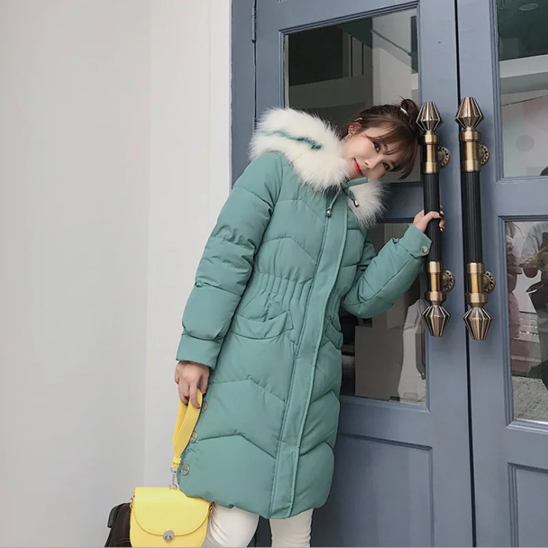 color same picture Стиль, зимнее женское пальто, модные корейские стильные длинные Средние пуховики, черные, желтые теплые толстые женские тонкие хлопковые пальто - Цвет: color same picture