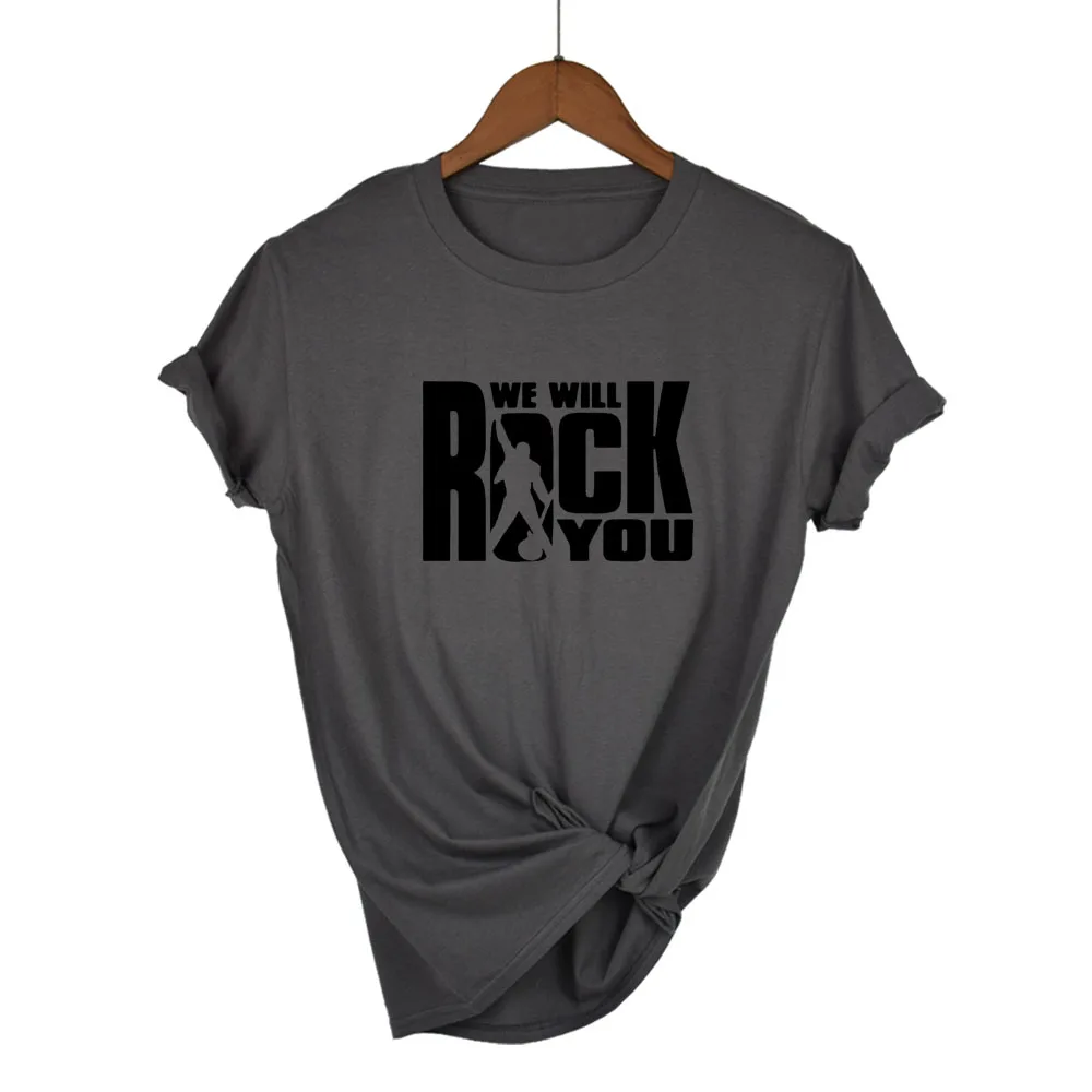 We Will Rock You Женская Футболка Летний стиль королева рок группа футболка короткий