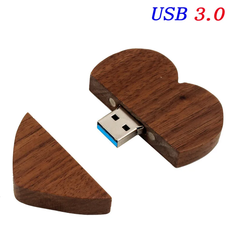 JASTER USB флеш-накопитель клен деревянное сердце Флешка usb3.0 упаковочная коробка 128 Гб 64 ГБ 16 ГБ 32 ГБ 16 ГБ 8 ГБ 4 ГБ оптом и в розницу - Цвет: Walnut has no box