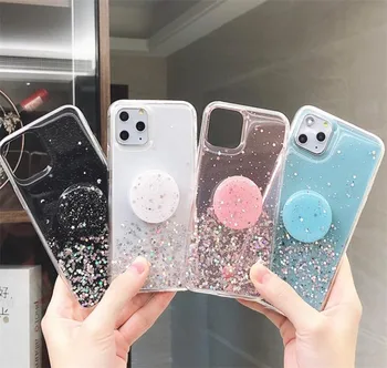 

Bling Glitter Case For iPhone 11 Pro Max 11 Pro 11 XS XR X XS Max 6s 6 7 8 Plus Slim Case With Stand Holder Phone Cases Socket