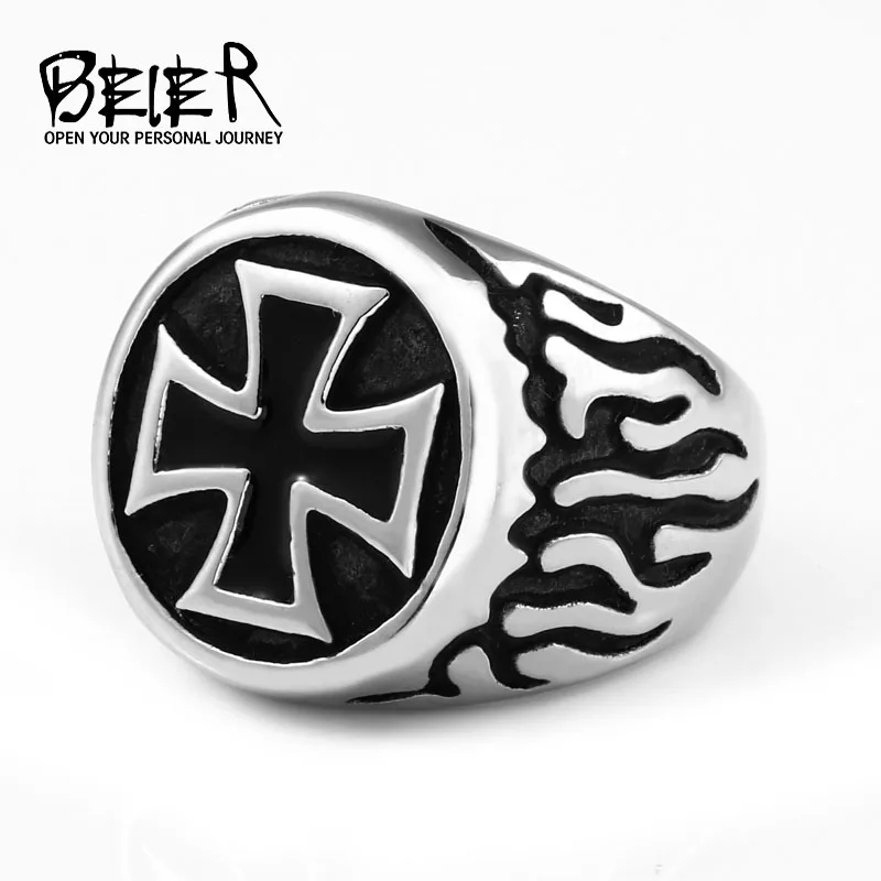 

BEIER fashion stainless steel vintage cross ring for man office jewelry for man drop shipping BR8-704