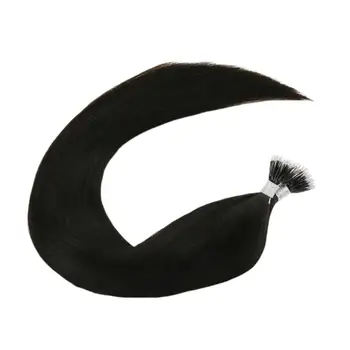 

Ugeat Nano Tip Human Hair Natural Black #1B 50strand/pack 14-24inch Machine Remy Hair Straight Nano Tip Real Hair Extension