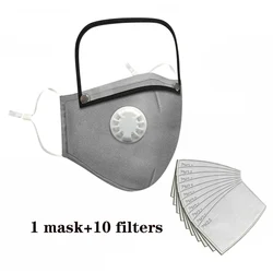 Reusable Washable Cotton Face Mask with Filters and Integrated Goggles (Gray)