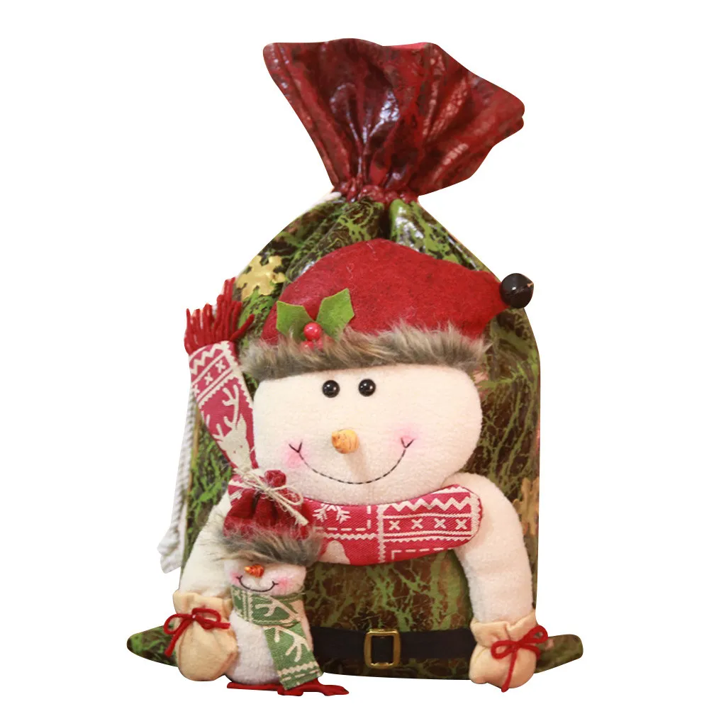 Большая Рождественская сумка Красный мультфильм старый человек Снеговик конфеты Tote ребенок подарок тканевая сумка многоразовые сумки для