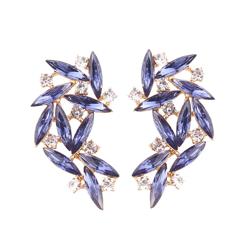 LUBOV красочные Resion крылья серьги гвоздики бутик Кристалл Камень для женщин пирсинг серьги модные свадебные украшения Рождественский подарок - Окраска металла: royal blue